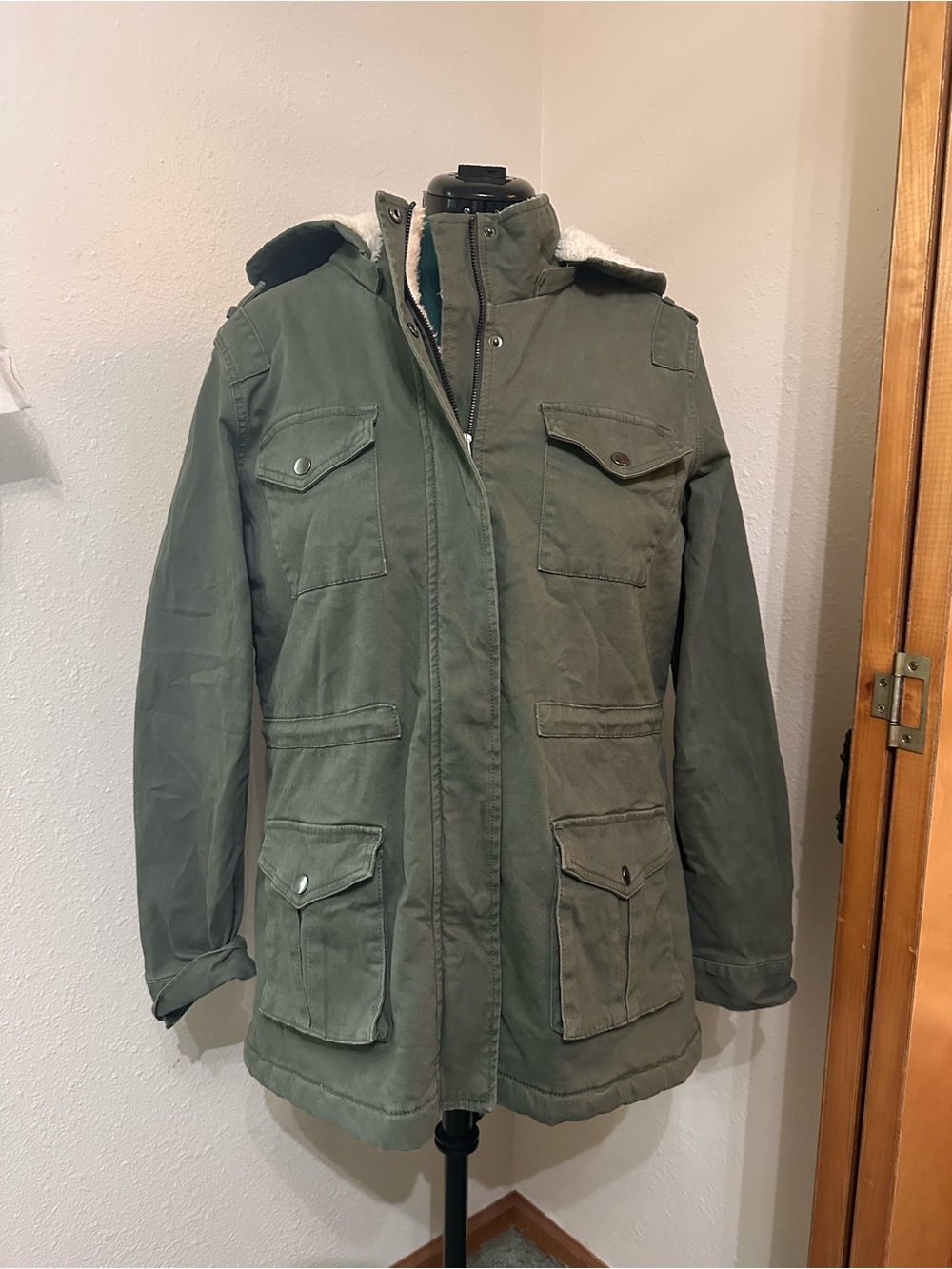 Market & Spruce Olive Green Sherpa-Lined Field Jacket